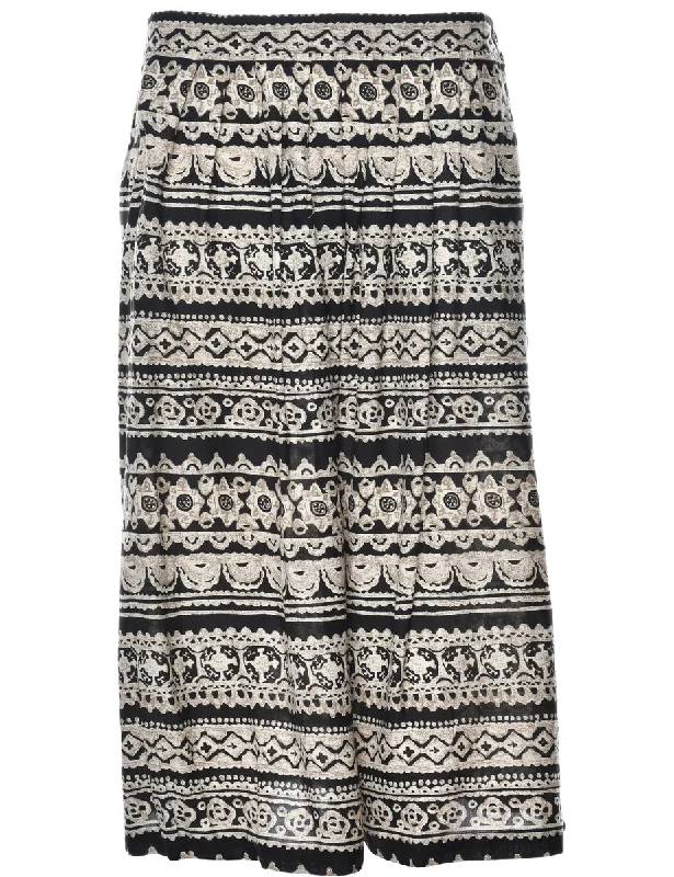 Abstract Print Maxi Skirt - M