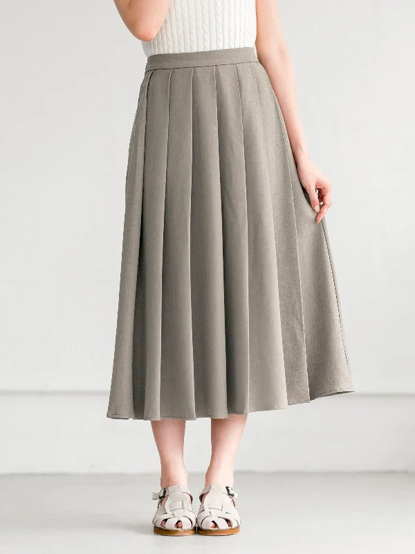 Elia Elastic-back Flowy Pleated Skirt*