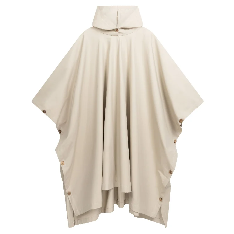 Long Hooded Rain Cape in Bone