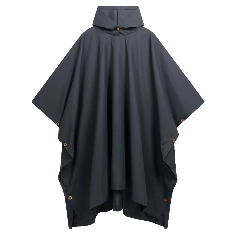 Long Hooded Rain Cape in Navy