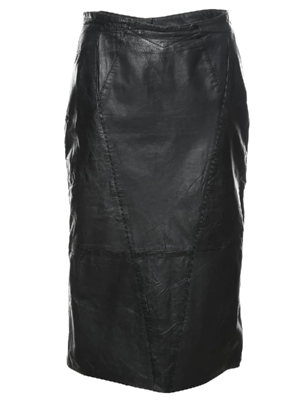 Pencil Shape Leather Skirt - S