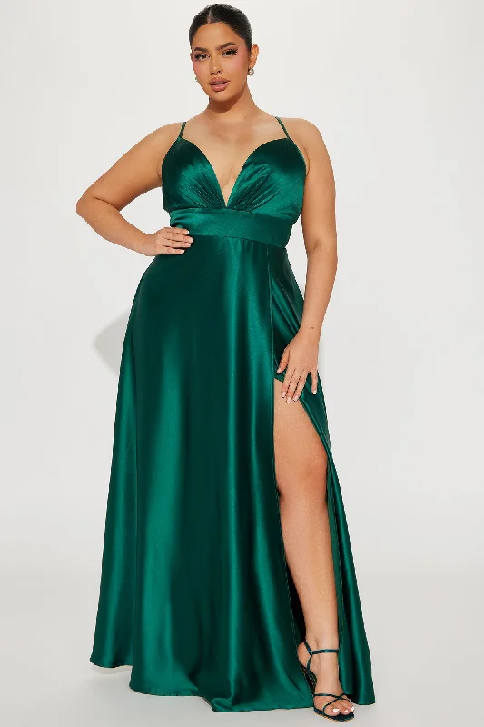 Ashlynn Satin Gown - Hunter