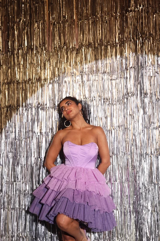 Belle Lavender Ombre Ruffle Tulle Corset Dress