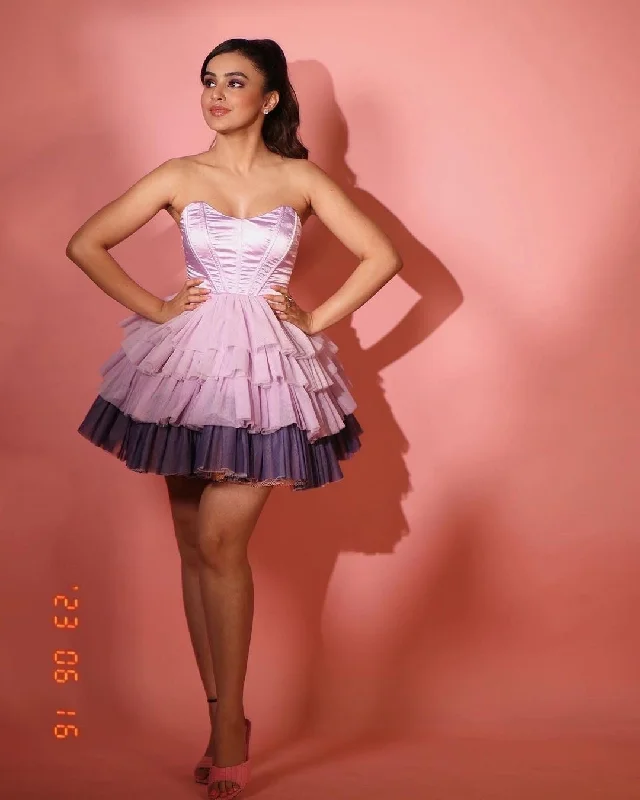 Belle Lavender Ombre Ruffle Tulle Corset Dress