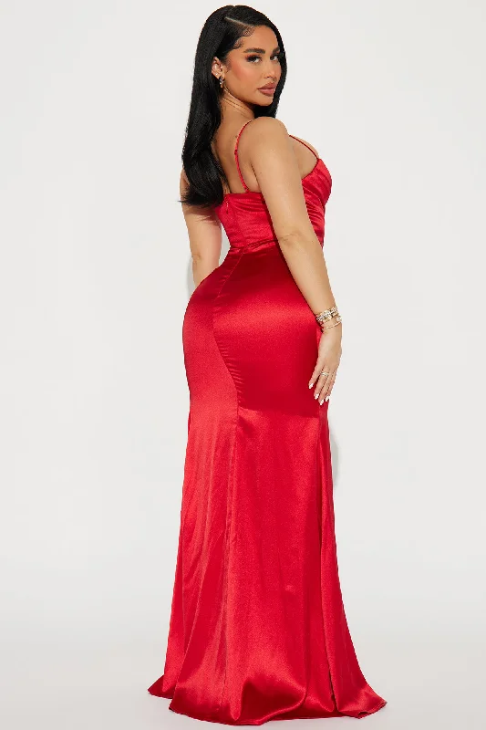 Camilla Satin Gown - Red