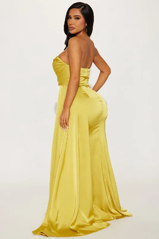 Clementine Satin Gown - Lime