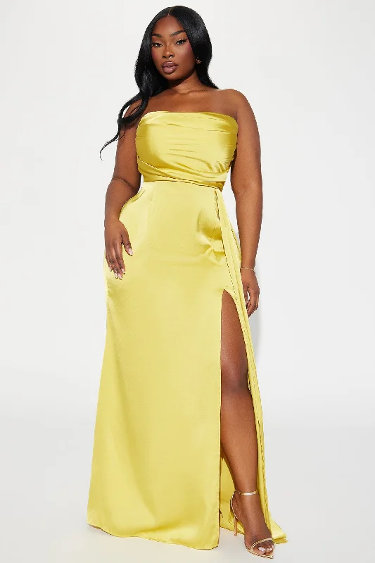 Clementine Satin Gown - Lime