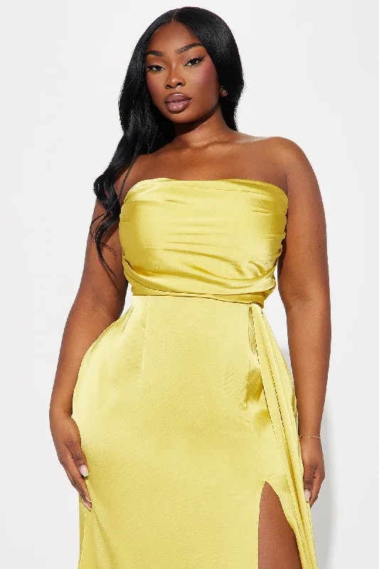 Clementine Satin Gown - Lime