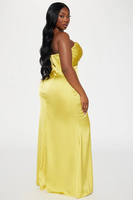 Clementine Satin Gown - Lime