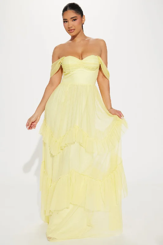 Enchanted Night Chiffon Gown - Yellow