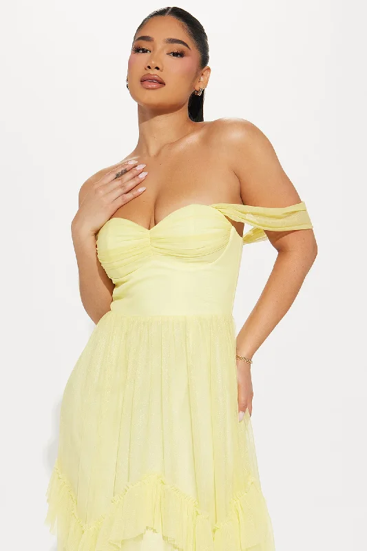 Enchanted Night Chiffon Gown - Yellow