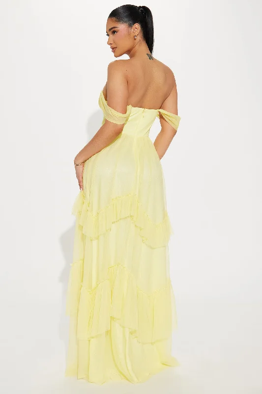 Enchanted Night Chiffon Gown - Yellow