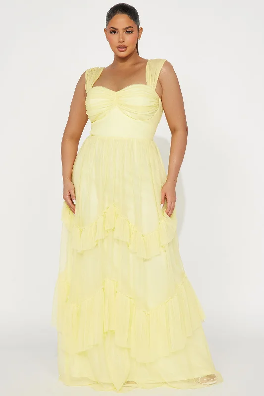 Enchanted Night Chiffon Gown - Yellow