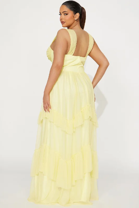 Enchanted Night Chiffon Gown - Yellow