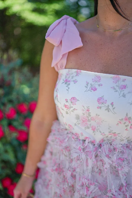 Floral Vintage Pink Midi Dress