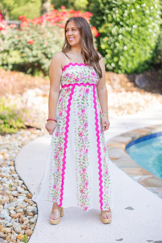 Floral Blessings White Maxi Dress