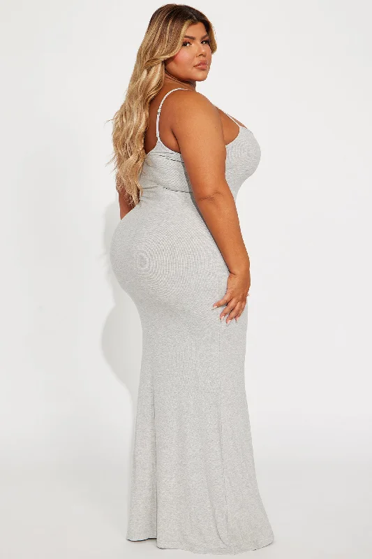 Madelyn Micro Ribbed Maxi Dress - Heather Grey