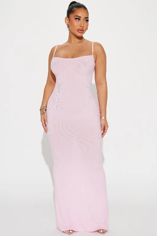 Madelyn Micro Ribbed Maxi Dress - Pink