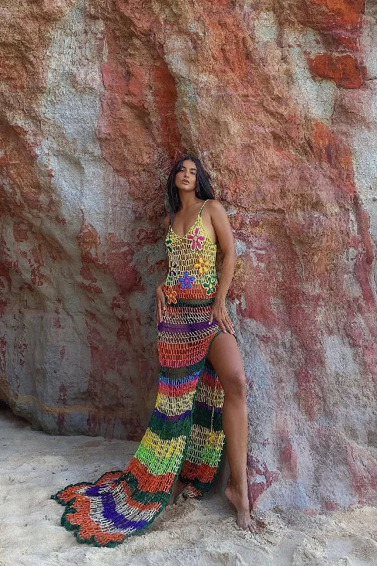 Naomi Crochet Maxi Dress - Multi Color