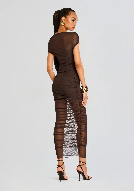 Noel Off Shoulder Mesh Midi Dress