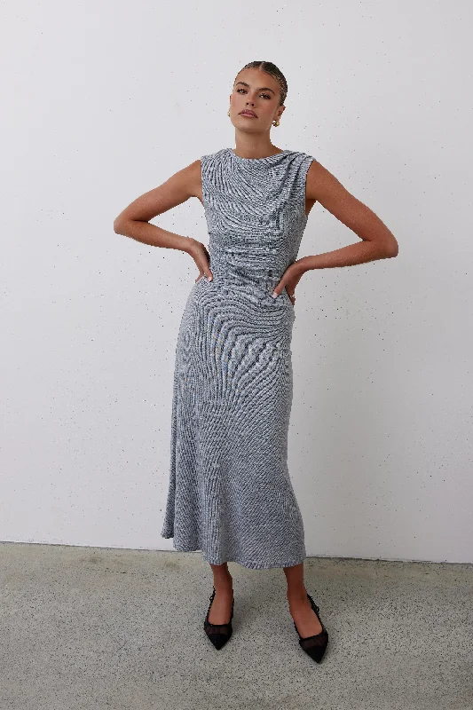 Oriana Knit Midi Dress (Grey)