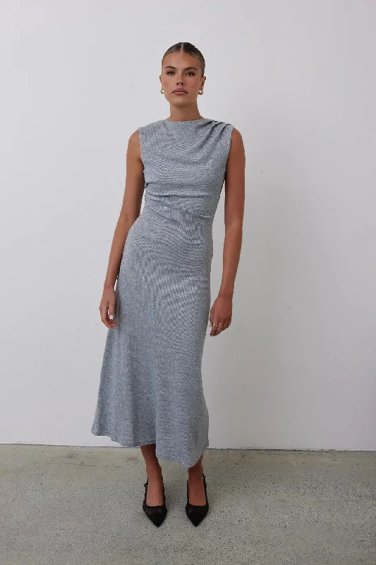 Oriana Knit Midi Dress (Grey)