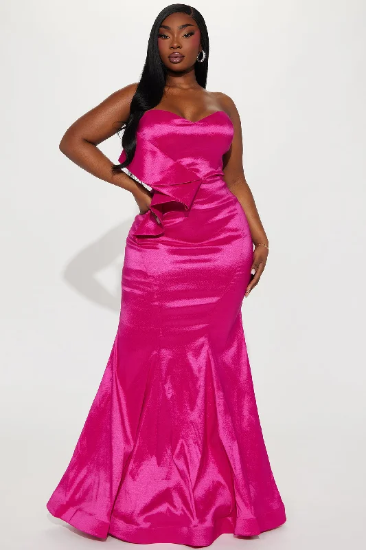 Origami Taffeta Gown - Fuchsia