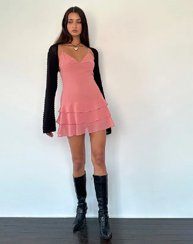 Riasi Mini Dress in Chiffon Blush