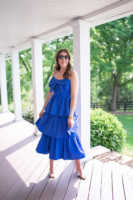 Royal Grace Blue Midi Dress