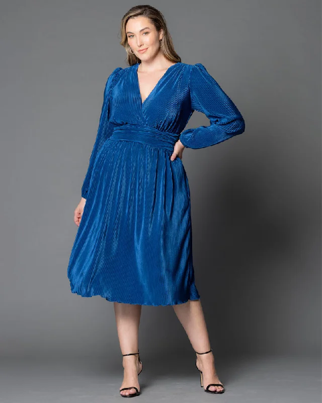 Sophie Long Sleeve Pleated Cocktail Dress