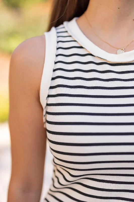 Stripes Ahoy Black Midi Dress