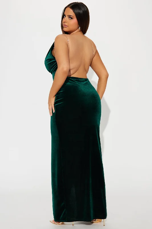 Your Best Shot Velvet Maxi Dress - Hunter