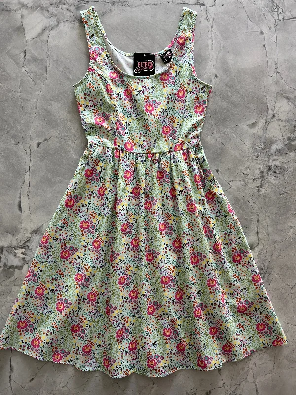 5268 Floral Cats Fit & Flare Dress