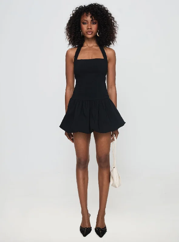 Gigli Bubble Hem Mini Dress Black