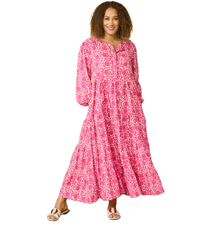 Nikkita Longsleeve Cotton Dress Printed Pattern - Pink