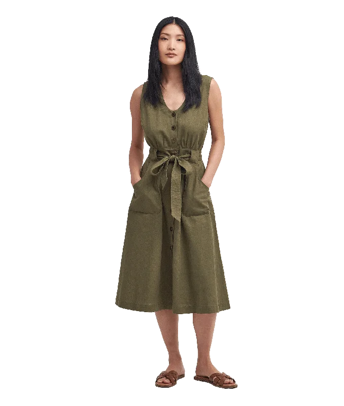 Rutherglen Sleeveless Midi Dress - Green