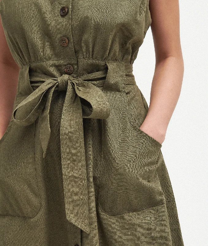 Rutherglen Sleeveless Midi Dress - Green