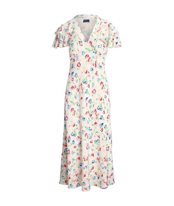 Floral Silk Crepe Dress - Multi