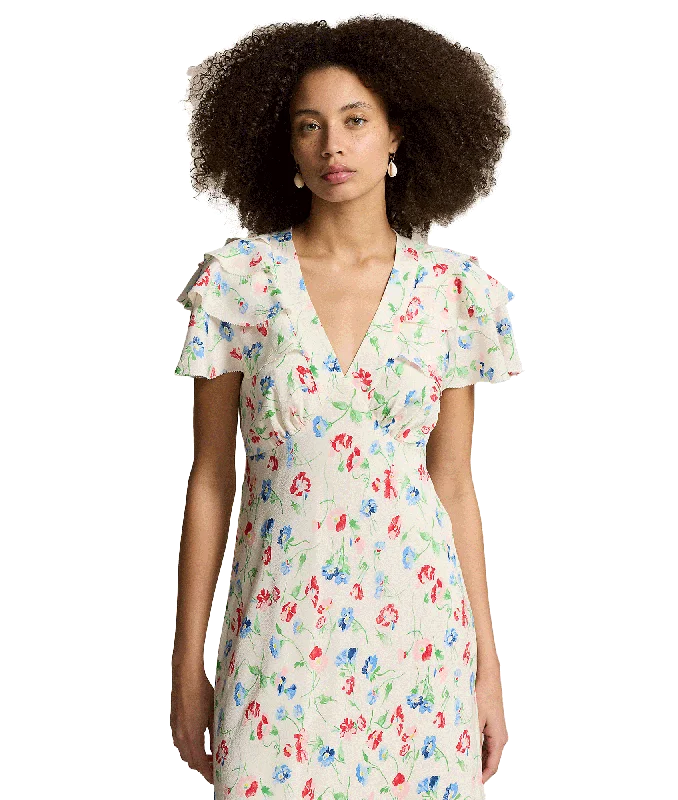 Floral Silk Crepe Dress - Multi