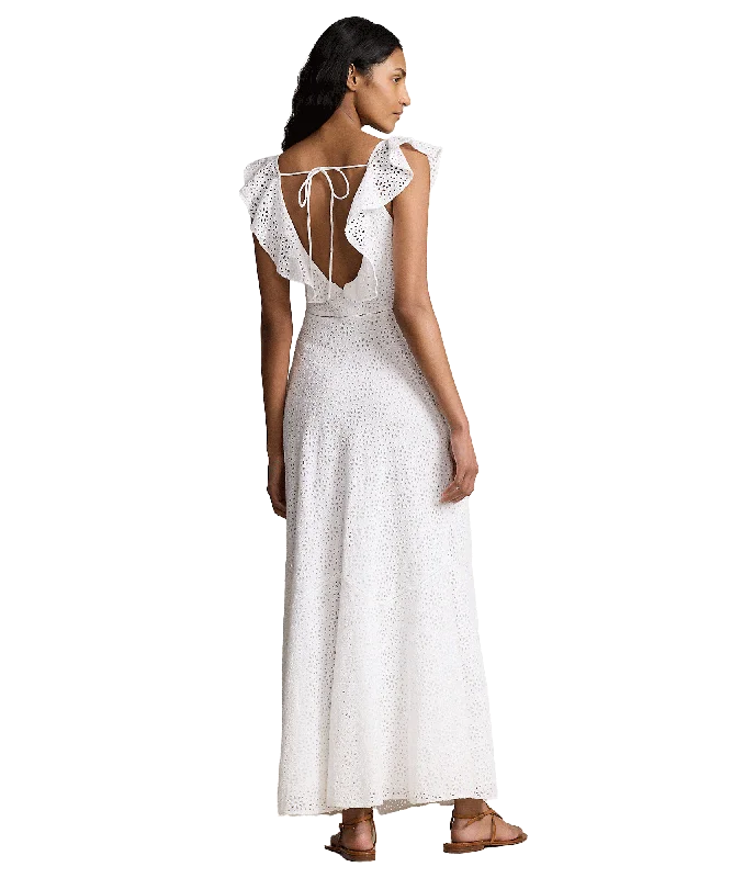 Embroidered Eyelet Linen Dress - White