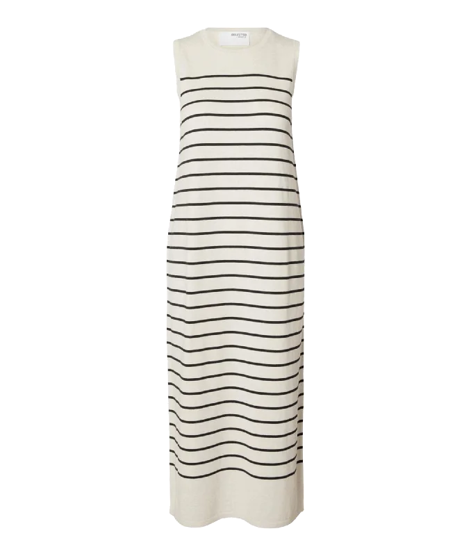 Sleeveless Knitted Maxi Dress - Beige