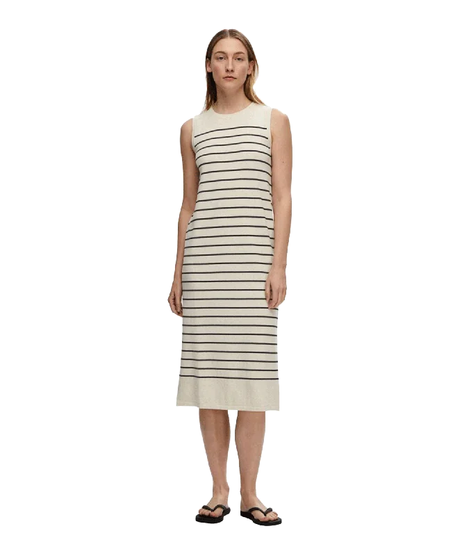 Sleeveless Knitted Maxi Dress - Beige